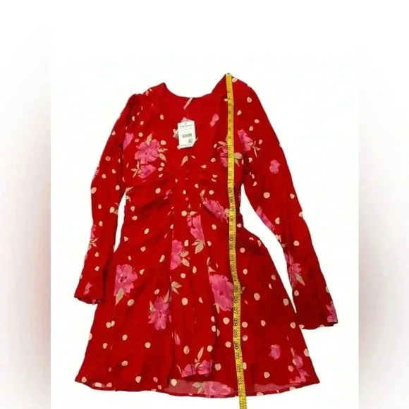 NWT FREE PEOPLE Red Date Night Mini Dress in Strawberry Combo Medium - Picture 3 of 11
